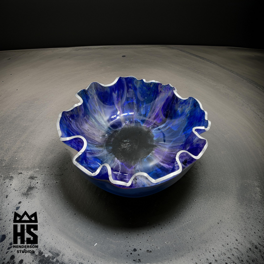 Ocean blue, Purple and Silver resin bowl