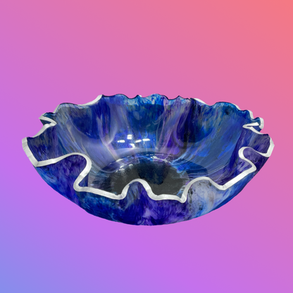 Ocean blue, Purple and Silver resin bowl