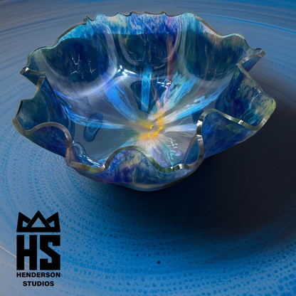 Teal, Blue, Orange and white resin bowl