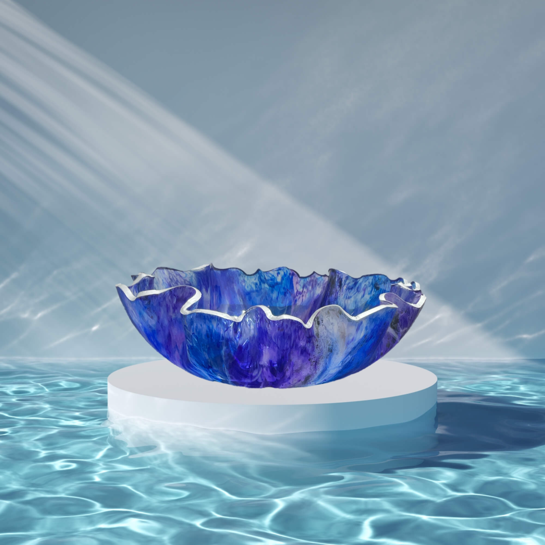 Ocean blue, Purple and Silver resin bowl