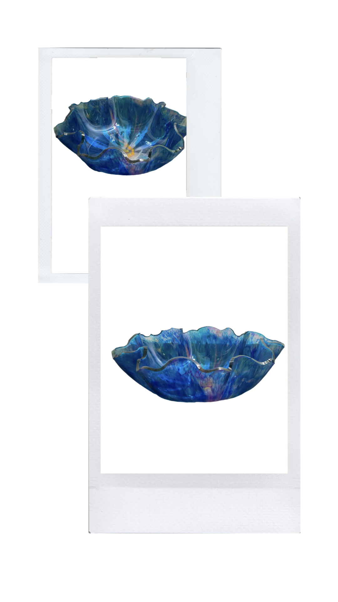 Teal, Blue, Orange and white resin bowl